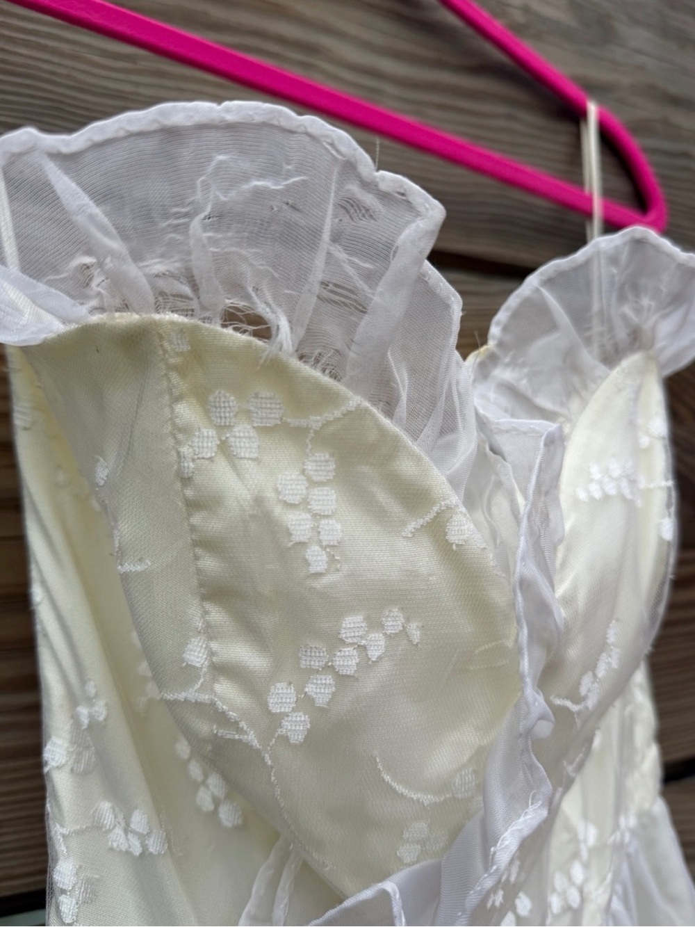 Ivory Ruffled Lace Slip Dress - Picture 6 of 7
